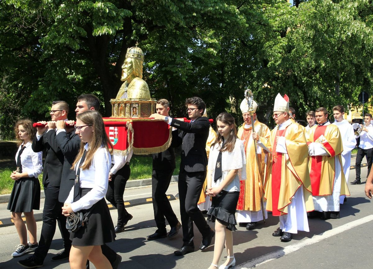 Körmenet a lovagkirály hermájával. A résztvevők Szent László királyunk emlékét igyekeznek tovább ápolni &bullet;  Fotó: Szent László Egyesület