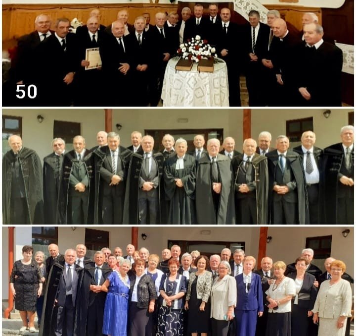 Az ötven éve   végzett  lelkipásztorok Parajdon találkoztak •  Fotó: Facebook/Ferenczy Miklós
