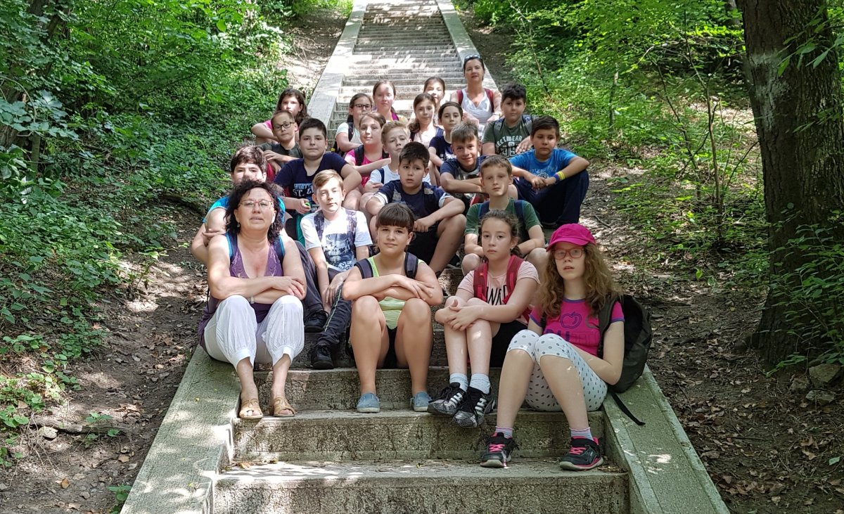 A Kolozsvári Református Kollégium negyedik osztályos diákjai a dévai kiránduláson &bullet;  Fotó: Makkay József