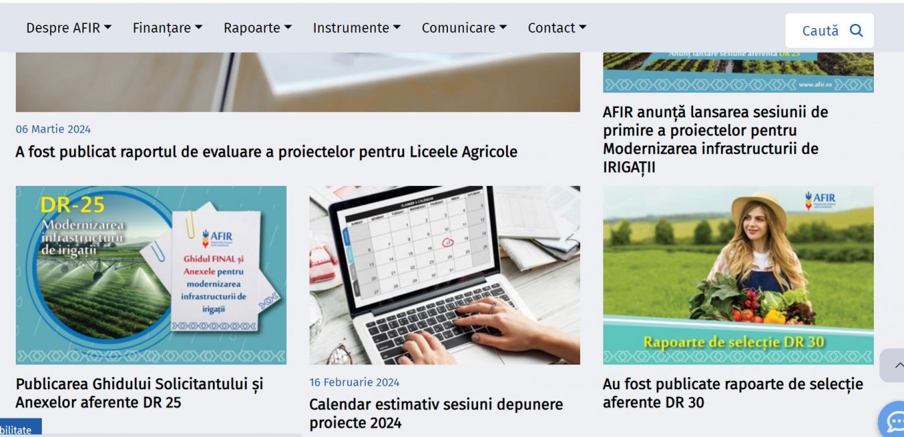 Az AFIR honlapja. Minden pályázatot elektronikus formában lehet benyújtani •  Fotó: Képernyőmentés