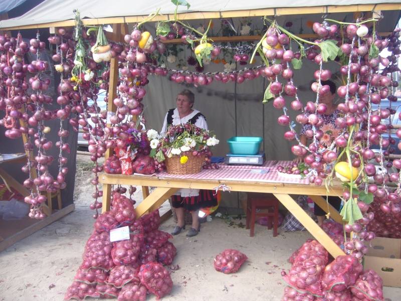 Hagymakoszorúk között. A székelyek egyik kedvenc alapanyaga &bullet;  Fotó: Veres Nándor