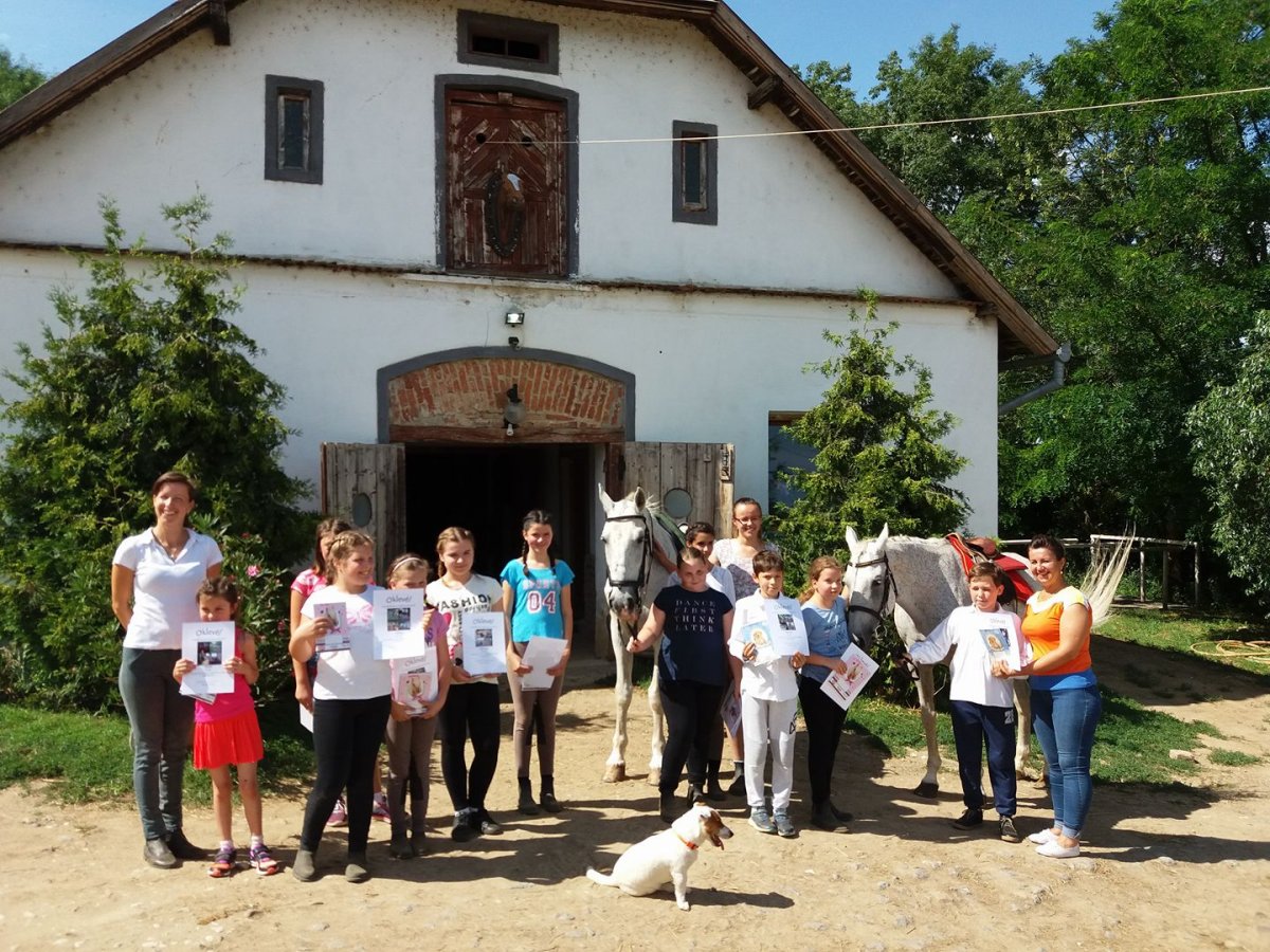 Lovastábort is működtetnek gyermekek számára, amellyel Adám Andrea foglalkozik (balról) •  Fotó: Sütő Éva