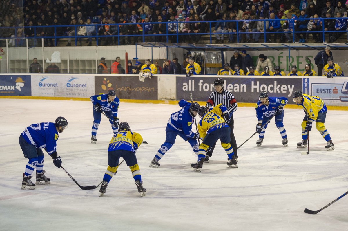 Telt ház a Vákár Lajos Műjégpályán. A szurkolóknak is tetszett a kék-fehérek szereplése &bullet;  Fotó: Gecse Noémi