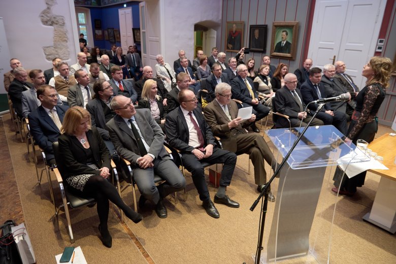 Az évfordulós ünnepség résztvevői a kolozsvári Vallásszabadság Házában •  Fotó: Erdélyi Magyar Nemzeti Tanács sajtóirodája