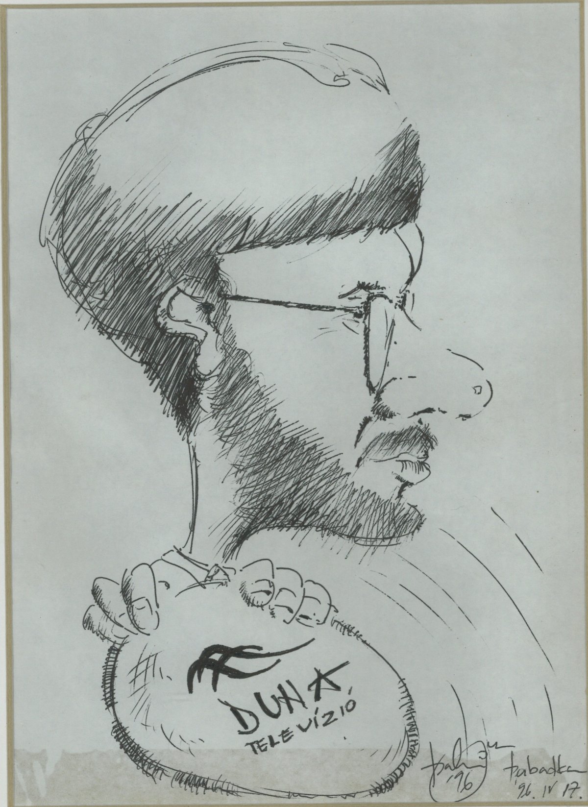 Léphaft Pál délvidéki karikaturista rajza Csermák Zoltánról 