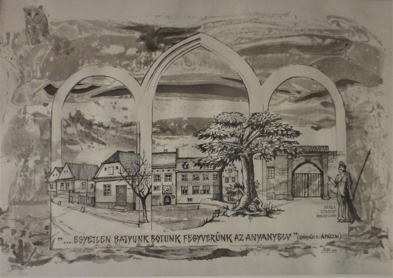 Bartha Árpád tusrajza az emlékházban •  Fotó: Csermák Judit