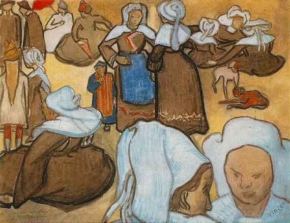 Vincent van Gogh 1888-ban festett Breton asszonyok című alkotása •  Fotó: Wikipédia