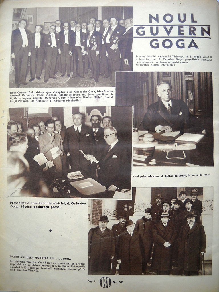 Korabeli újságoldal az 1937 decemberében beiktatott Goga-kormányról •  Fotó: Archív