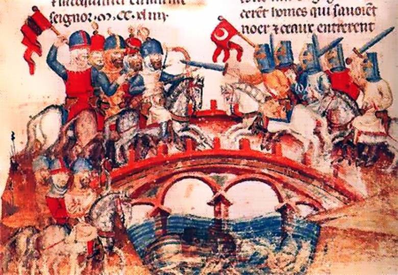 A muhi csata ábrázolása Turóczi János Chronica Hungarorum (A magyarok krónikája) című művében (1488) 
