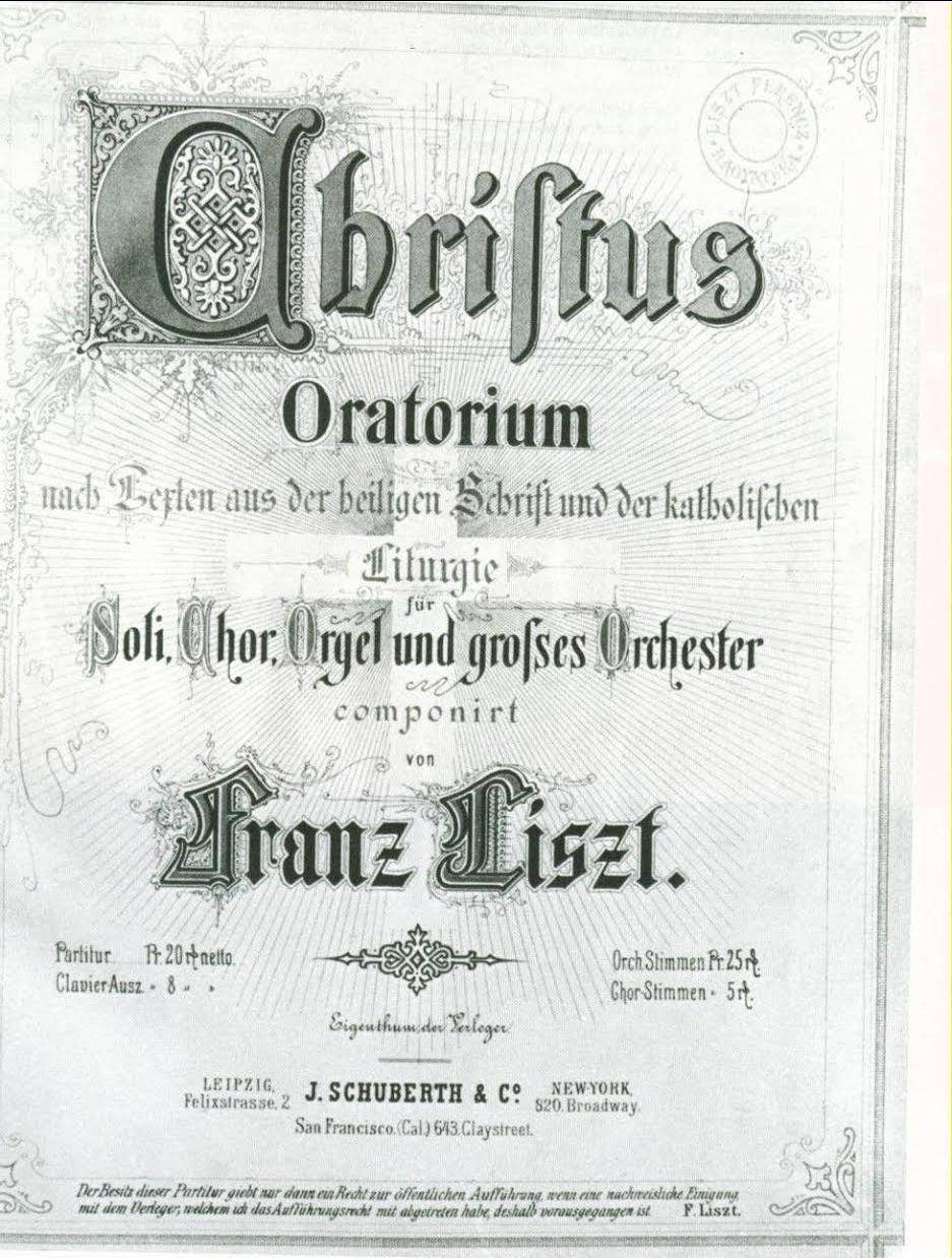 Liszt Ferenc Krisztus oratóriumának eredeti partitúrája 
