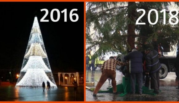 A jó ízlés határán: csatornanyílásba állították bele a város karácsonyfáját