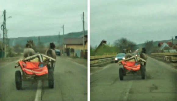 Románia, 21. század: elszabadult lovaskocsi hozta rá a frászt az autósokra (VIDEÓval)