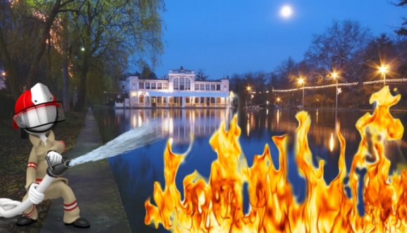 Tűzoltás a kolozsvári Sétatéren