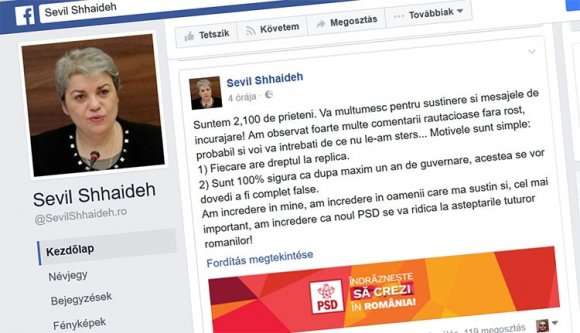 Hamis Facebook-oldalról üzentek Sevil Shhaideh nevében