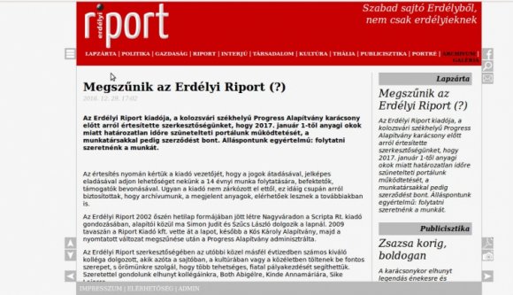 Megszüntetik az Erdélyi Riportot