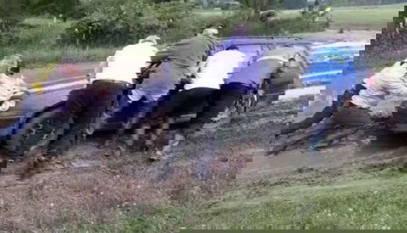 Ezúttal nem a polgárokkal tolt ki egy miniszter. Hanem egy autót a nyakig érő sárból