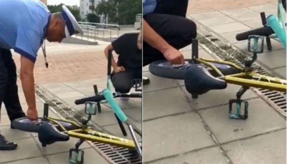 „Össze-vissza randalíroztok itt a bringákkal? Majd jól leeresztem a kerekeiket!” – gondolta a rendőr. És így is tett (VIDEÓval)