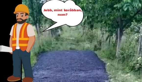 Remek aszfaltozóink ezúttal egy fűvel benőtt utcában feszegették az innováció határait  (VIDEÓval)
