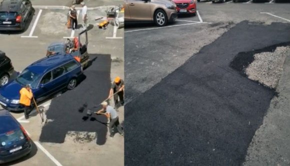 És ha aszfaltozáskor ott parkol egy autó? Semmi gond, körbeaszfaltozzuk, jóvanazúgy