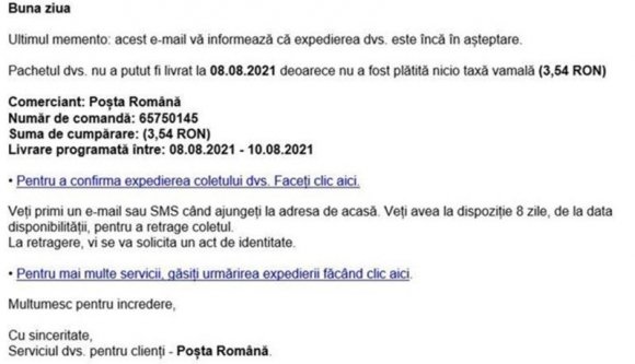 Emailt kapott a postától, hogy pótdíjat kell fizetnie egy csomag kézbesítéséért? Nehogy fizessen, inkább értesítse a hatóságokat