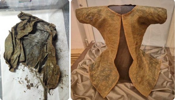 Ilyen volt, ilyen lett: restaurálták a hunyadi templom érintetlen kriptájában talált gyermekholttest pompás dolmányát