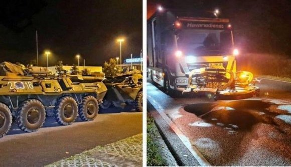 Cáfol a minisztérium: nem olaj, hanem olajos víz folyt az úttestre a román harckocsikról Németországban