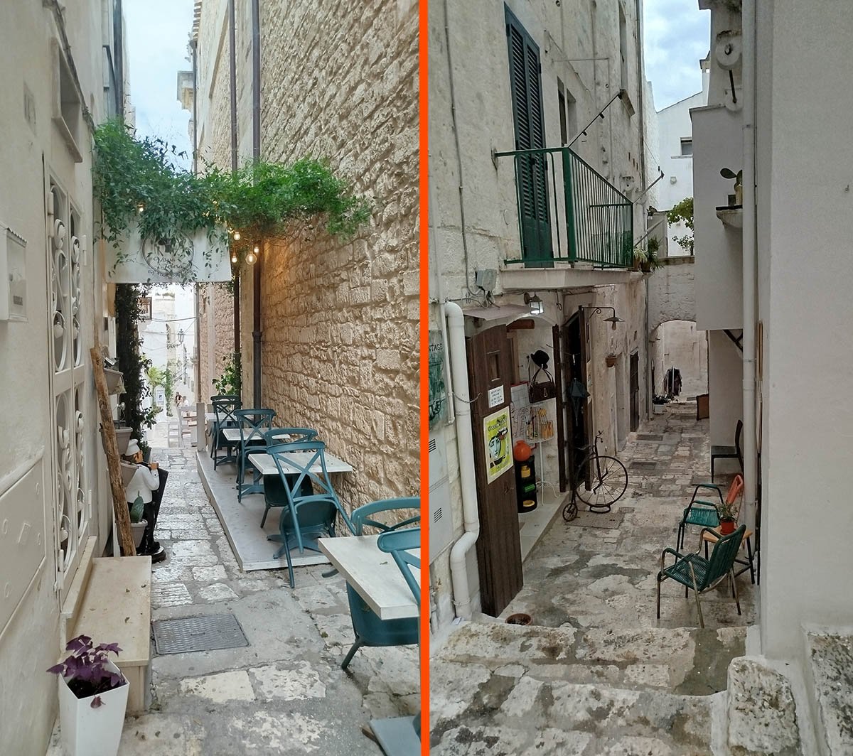 Szűk utcácskák Ostuni óvárosában. •  Fotó: Fall Sándor