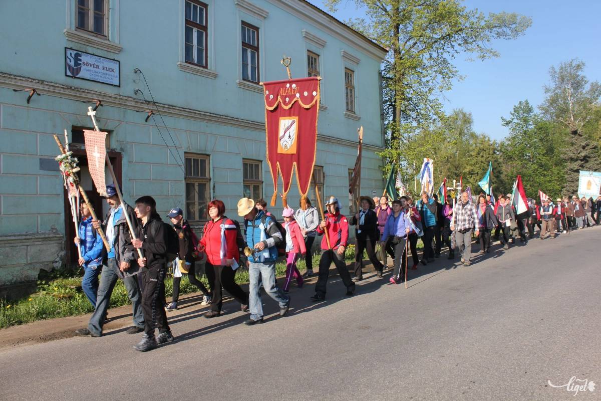 Az alfalviak indulása Csíksomlyóra 2016-ban •  Fotó: Pethő Melánia