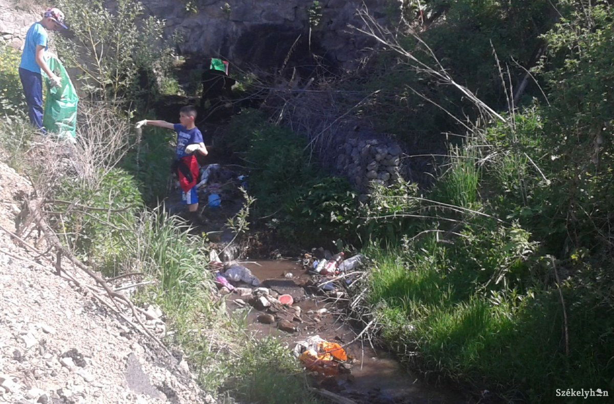 A patakmederből 110 zsáknyi szemetet szedtek ki az önkéntesek &bullet;  Fotó: Pethő Melánia