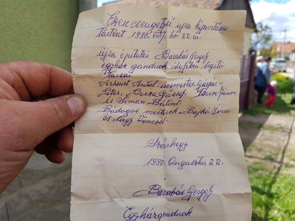 Az előkerült dokumentum • Fotó: Gál-Pál László 