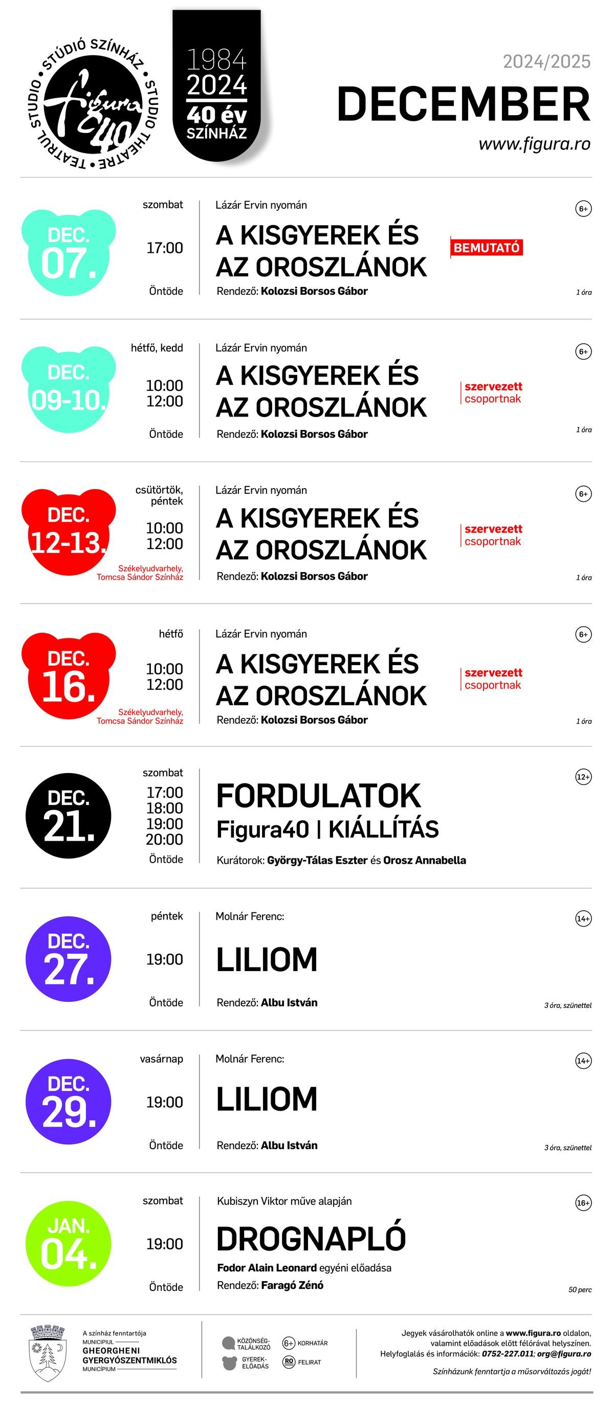 A Figura decemberi programja •  Fotó: Kozma Péter, Figura Stúdió Színház