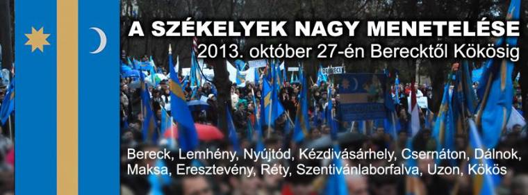 Óriászászlók a székelyek menetelésén