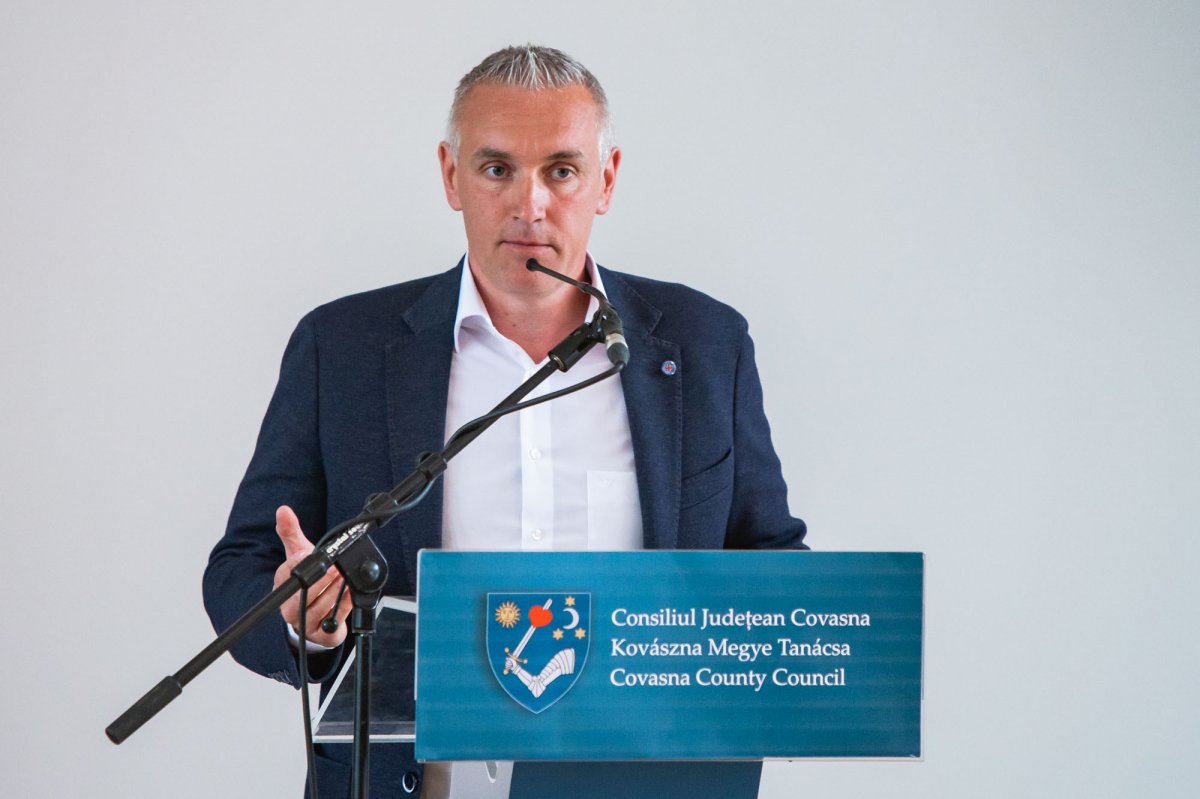 Édler András, az önkormányzat de minimis programját lebonyolító Kovászna Megyei Kereskedelmi és Ipar Kamara elnöke. Korábbi felvétel •  Fotó: Kocsis B. János