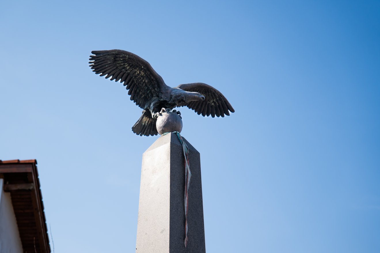 Turulszobor Sepsiszentgyörgyön • Fotó: Tuchiluș Alex