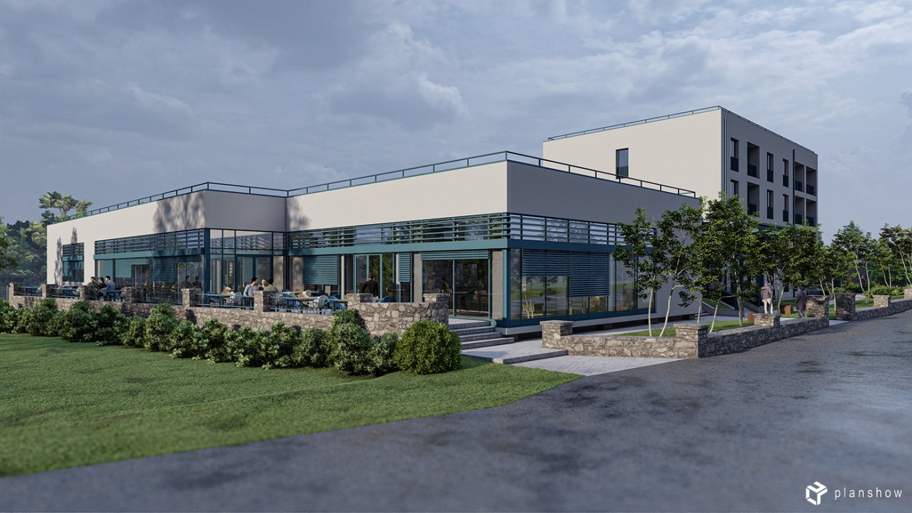 Bontás, bővítés, újítás után korszerű épület kerül a valamikori szálloda helyére &bullet;  Fotó: Planshow