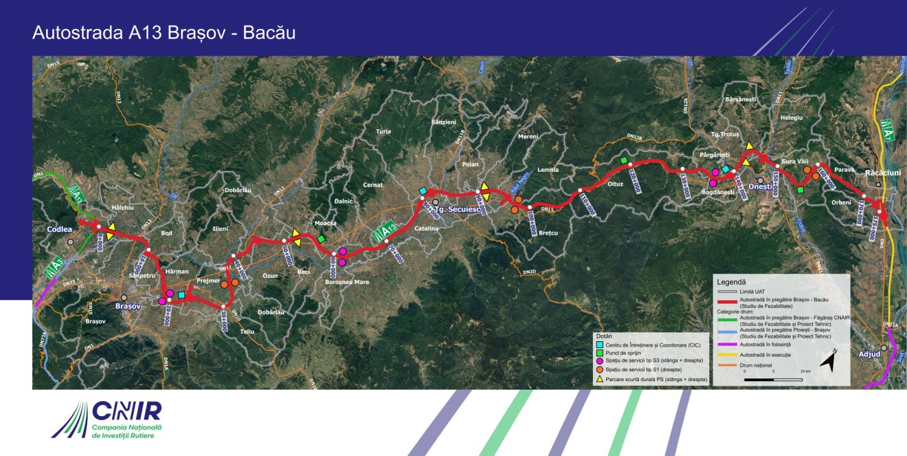 Az A13-as autópálya végleges térképe &bullet;  Fotó: Compania Națională de Investiții Rutiere/Facebook