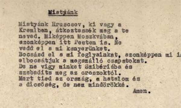 Hruscsovhoz írt Miatyánk