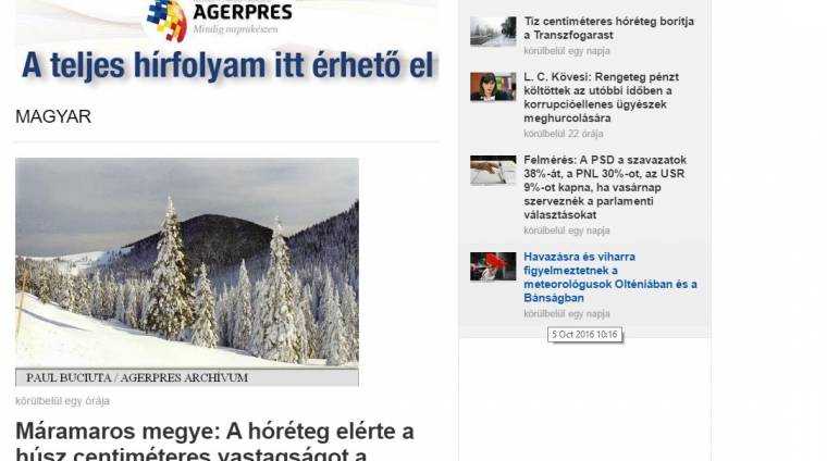 Magyarul tájékoztat az Agerpres hírügynökség