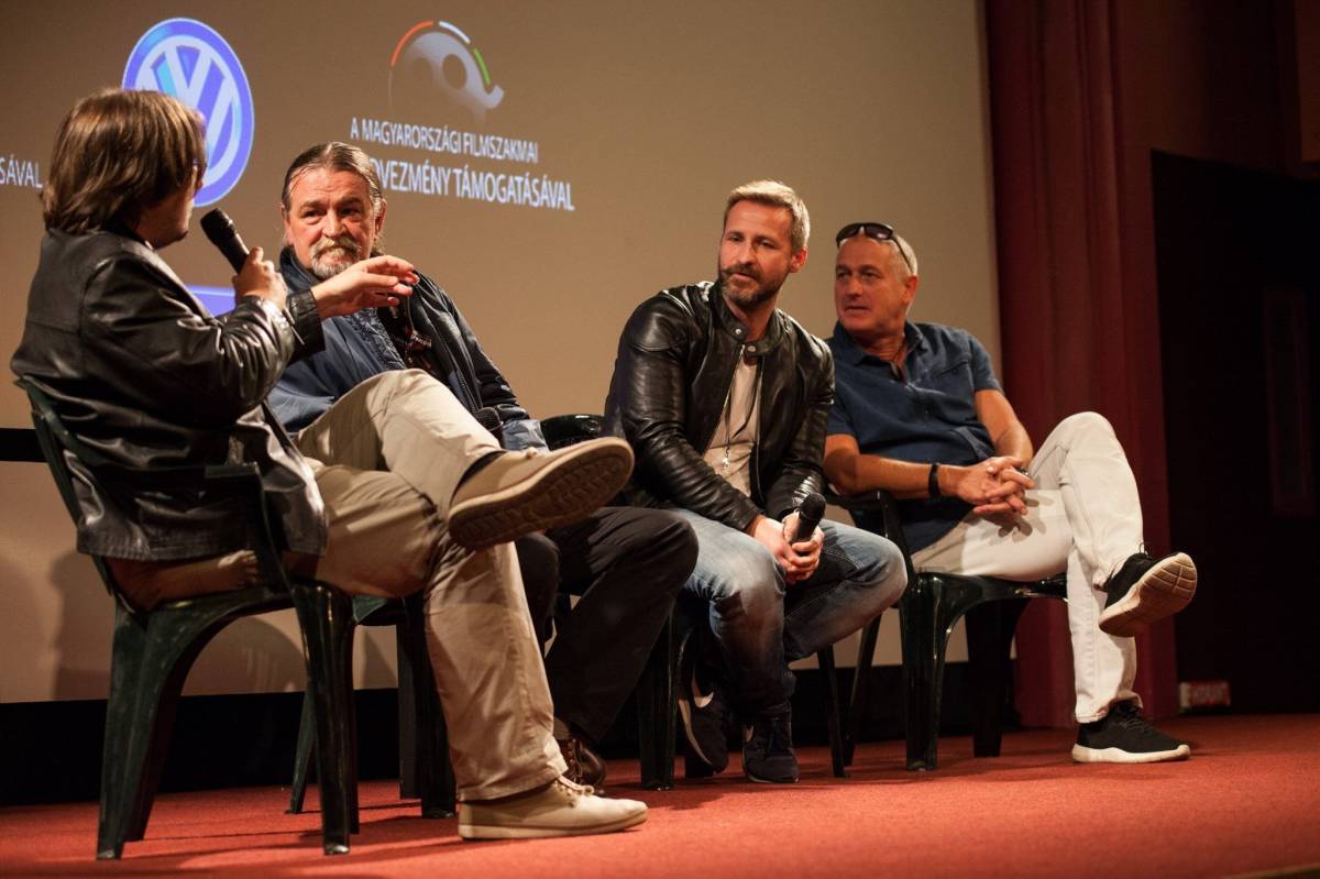 Papp Attila Zsolt, Bocsárszky Attila, Kostyál Márk és Salat Lehel a közönségtalálkozón •  Fotó: Facebook/Filmtettfeszt