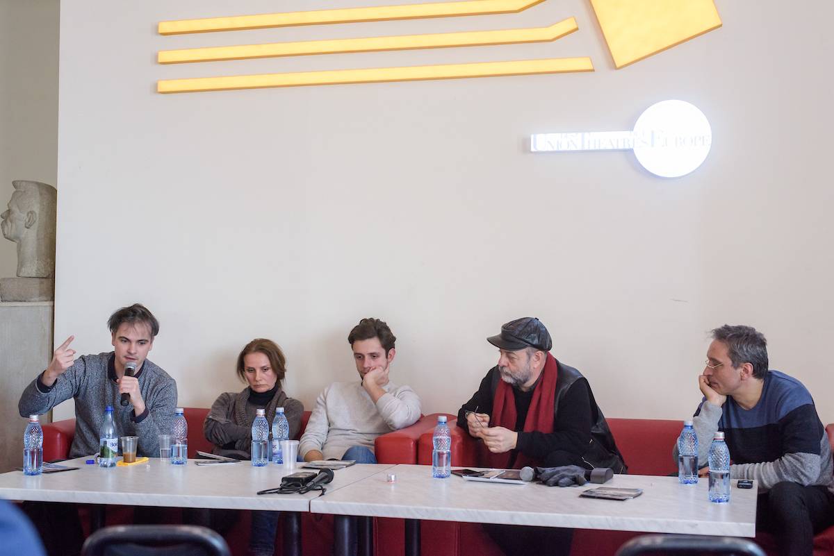 Bodolai Balázs, Tordai Tekla, Árus Péter, Tompa Gábor és Bogdán Zsolt a sajtótájékoztatón •  Fotó: Biró István