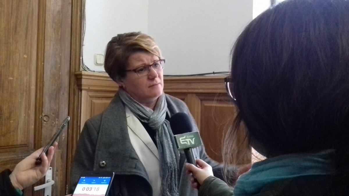 Horváth Anna nyilatkozik a sajtónak az ítélethirdetés után • Fotó: Kőrössy Andrea