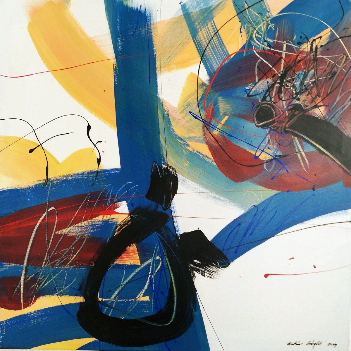 Lélek-szerkezet (80x80 cm, akril, vászon) 