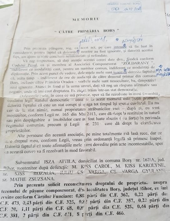 A borsi polgármesteri hivatalhoz címzett egyik beadvány a sok közül &bullet;  Fotó: Makkay József