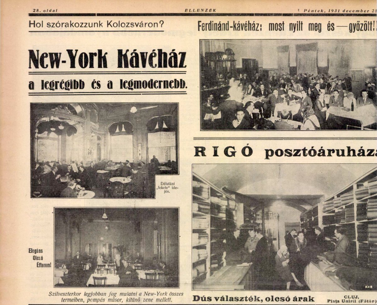 A reklám helye. Kincses városbeli szórakózóhelyeket is bemutat be az Ellenzék lap 1938-ban 