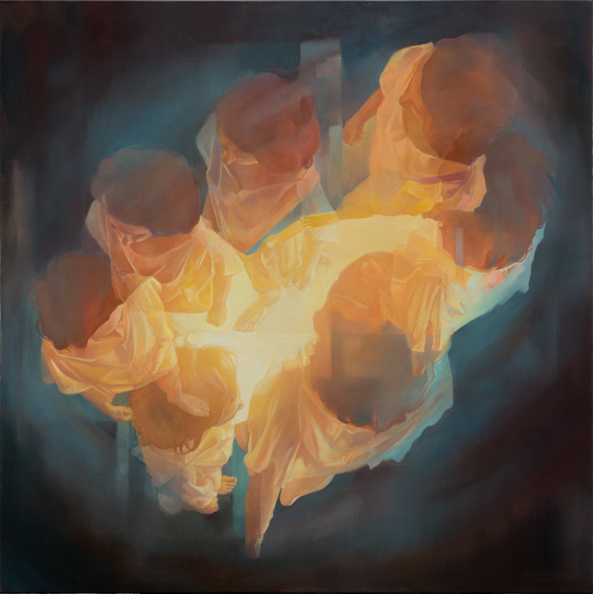 A Végtelen felé, olaj, vászon, 100 x 100 cm, 2018 