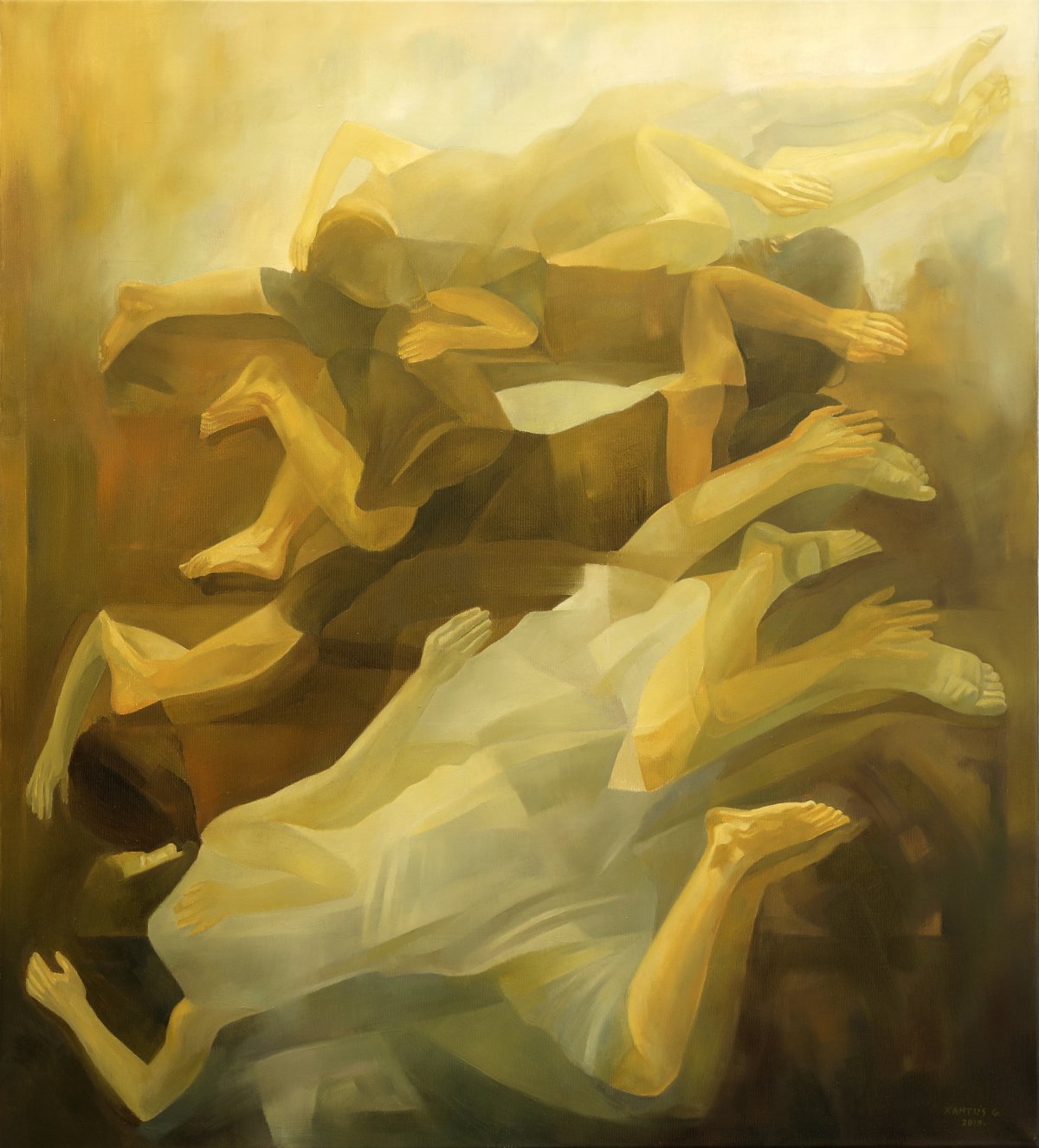Hullámzás, olaj, vászon, 100 x 90 cm, 2019 