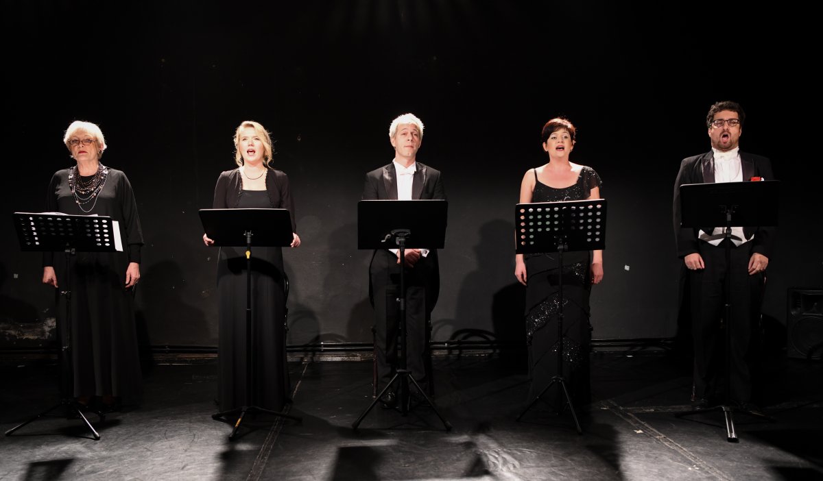 A szatmári színház zenés varieté estjén hétköznapjainkból ismert figurák kelnek életre a porondon • Fotó: Harag György Társulat