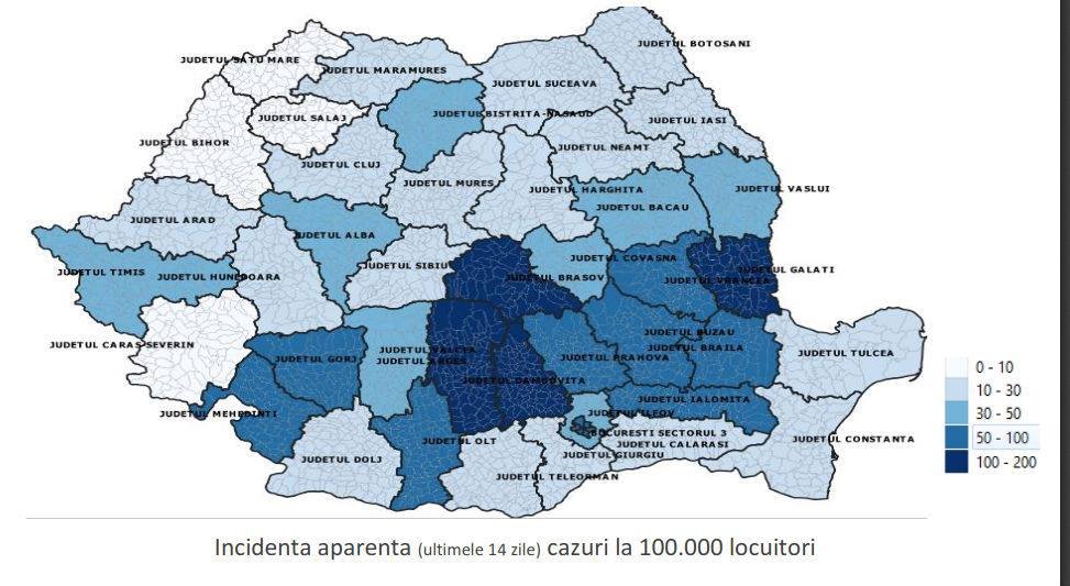 A koronavírus-járvány alakulása a július 13–19. időszakban •  Fotó: Cnscbt.ro