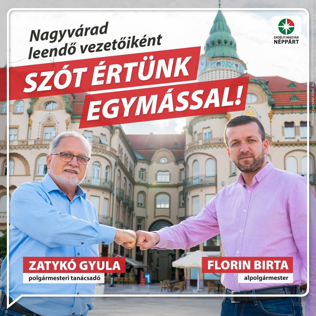 Zatykó Gyula és Florin Birta egy közös plakáton &bullet;  Fotó: Facebook/Bihar Megyei Néppárt