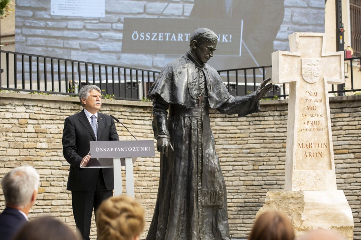 Kövér László: Márton Áron püspök hitbéli igazsága örök és elévülhetetlen igazság, szellemi, társadalmi és politikai lényeglátását pedig az idő napjainkban is igazolja. • Fotó: MTI/Varga György